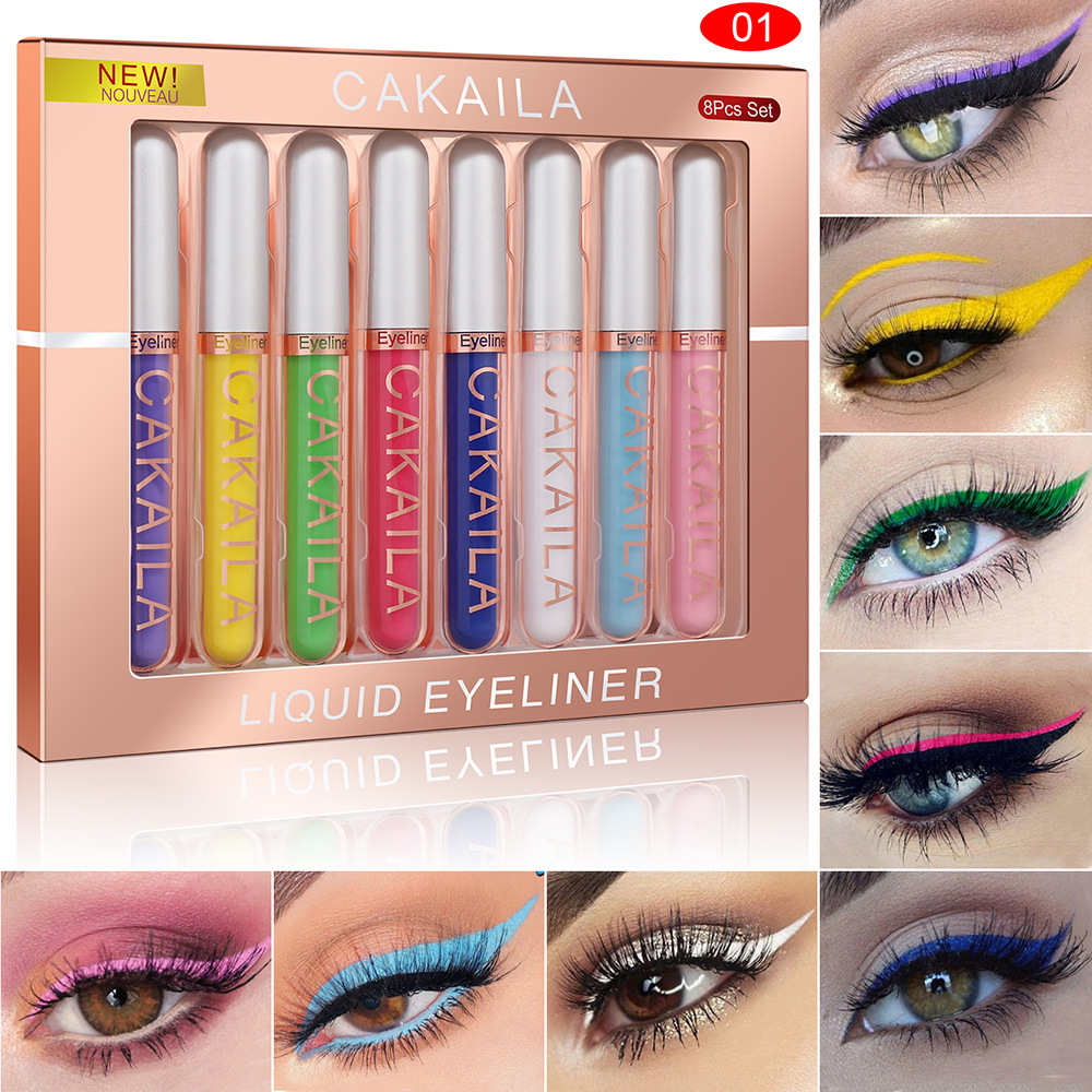 Waterproof Liquid Eyeliner Pen - Set 8 Warna Pena Eyeliner Tahan