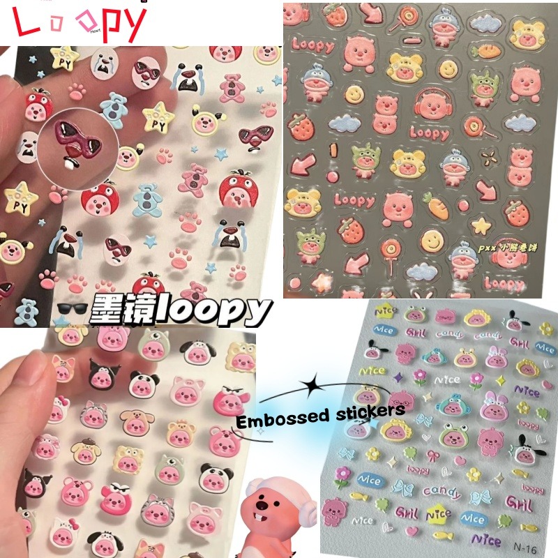 Nail Art - Stiker timbul 3D berbentuk loopy, stiker
