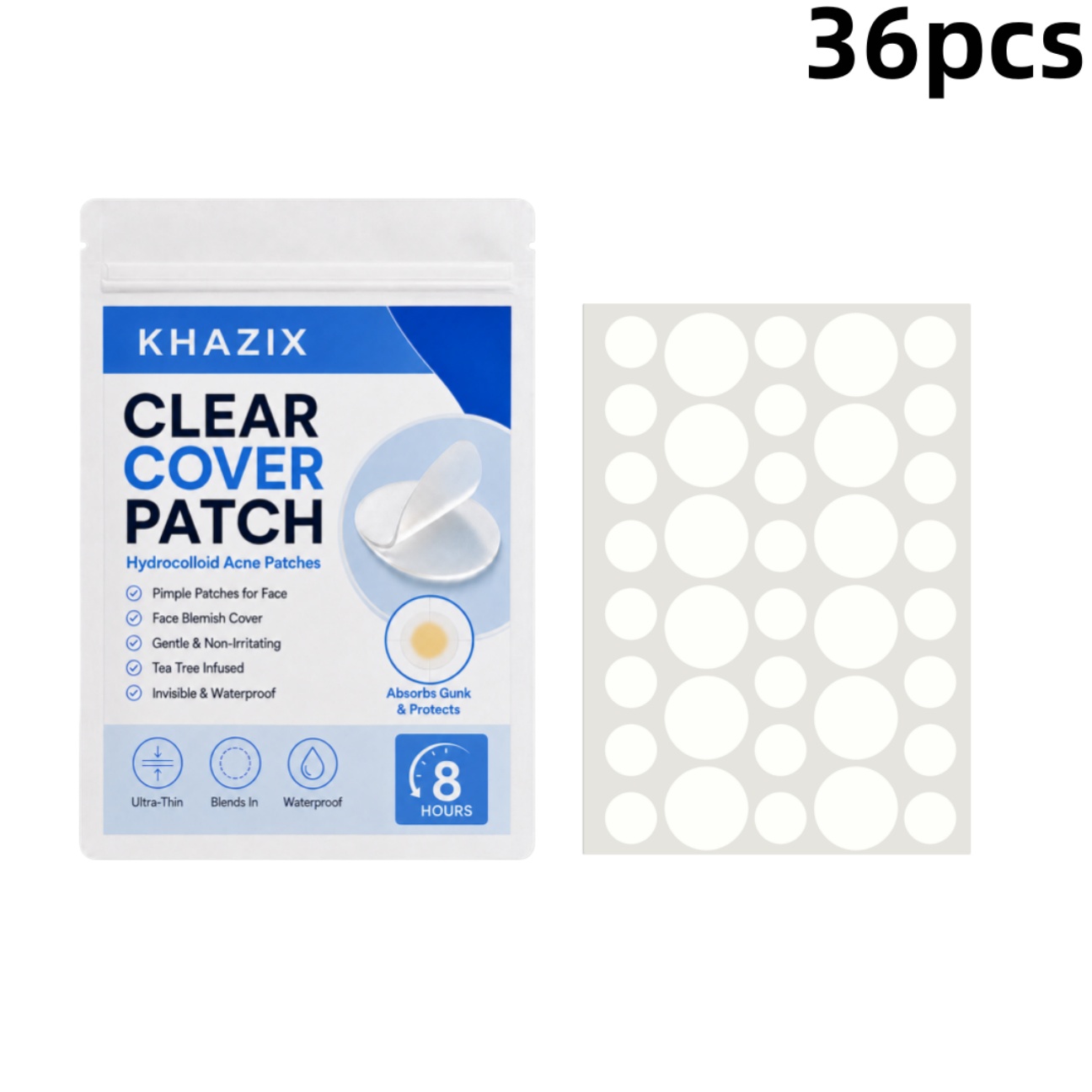 Hydrocolloid Pimple Patch - 36 Buah Stiker Jerawat Hidrokoloid Transparan,