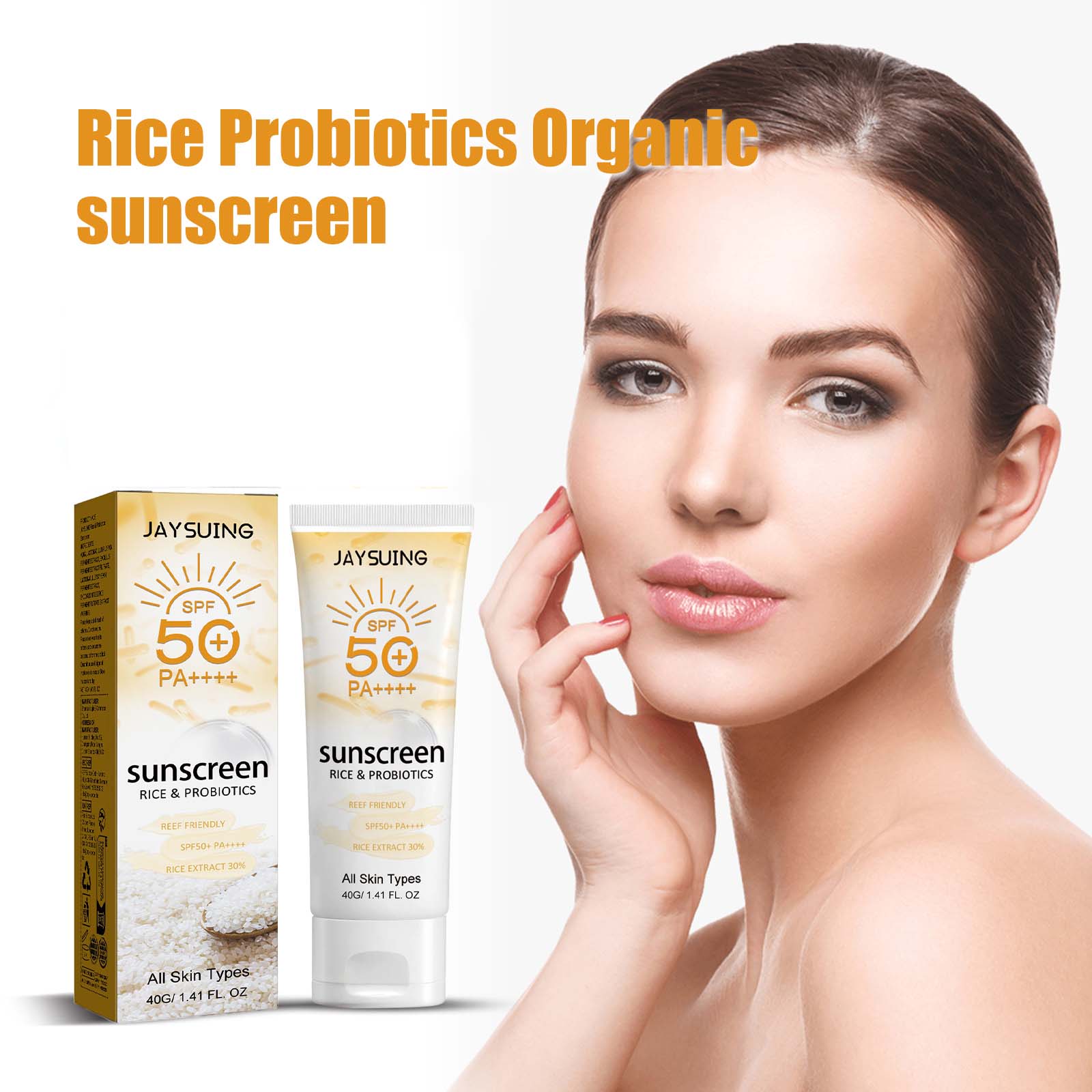Spf 50 Waterproof Sunscreen - Tabir Surya Beras Organik Probiotik Mencegah