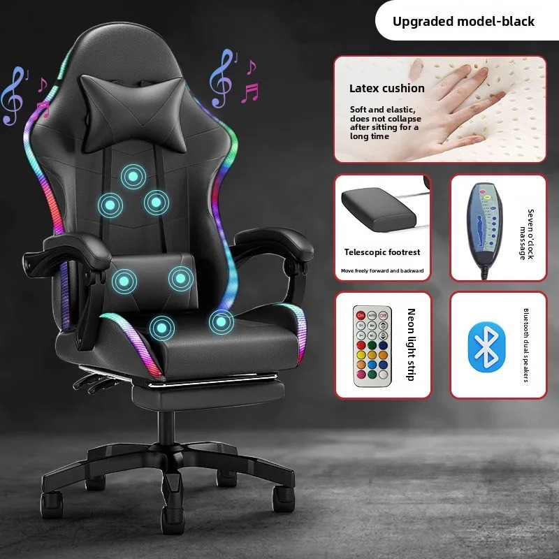 Massage - Kursi Gaming dengan Lampu, Speaker Bluetooth,