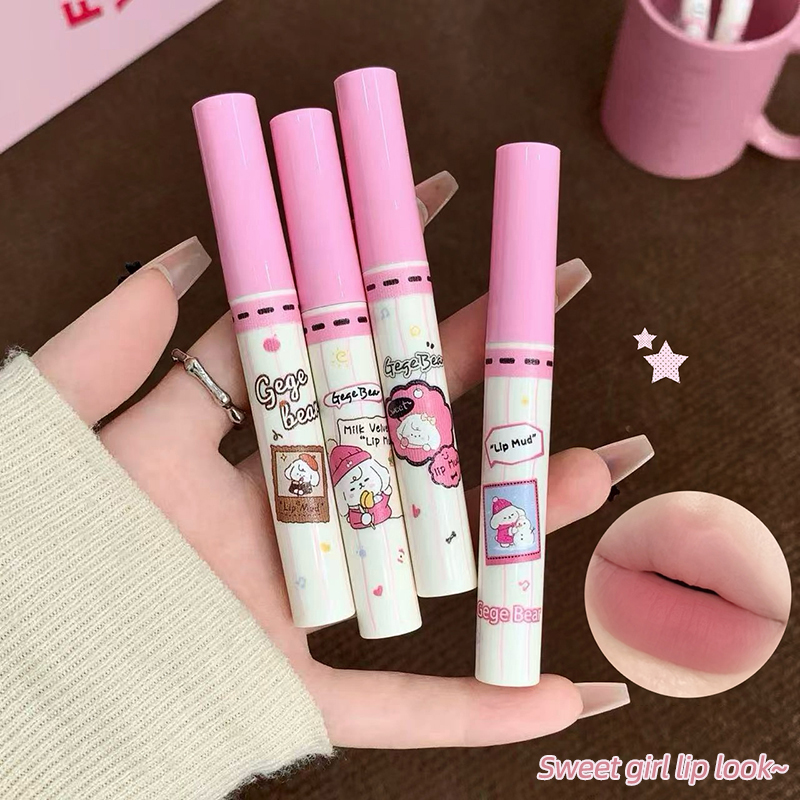 Gege Bear 6PC Velvet Lip Mud S - Matte Velvet Lip Tint Long Lasting ulasan dan harga