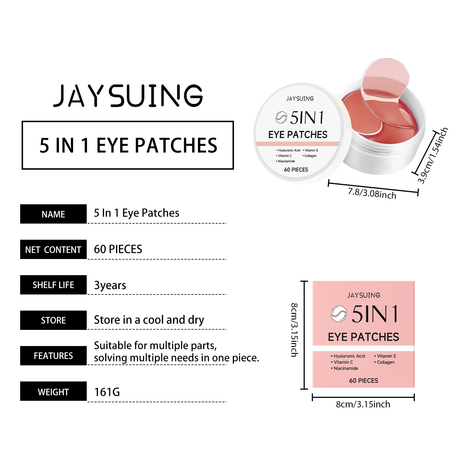 JAYSUING 5-in-1 Patch Mata Ber - Collagen Under Eye Patches ulasan dan harga