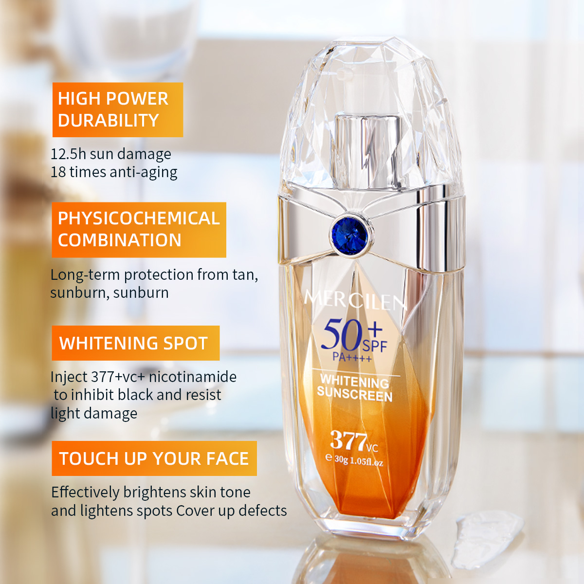 Tabir Surya Mercilen 30g, Spf5 - Spf 50 Waterproof Sunscreen ulasan dan harga