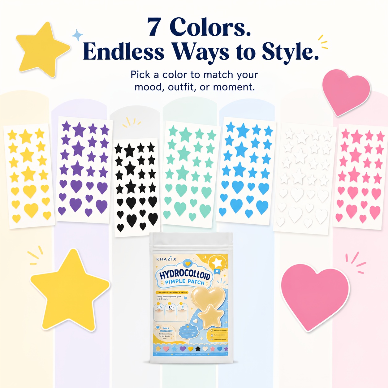 7 warna, 252 PCS/756 PCS. Ples - Hydrocolloid Pimple Patch ulasan dan harga