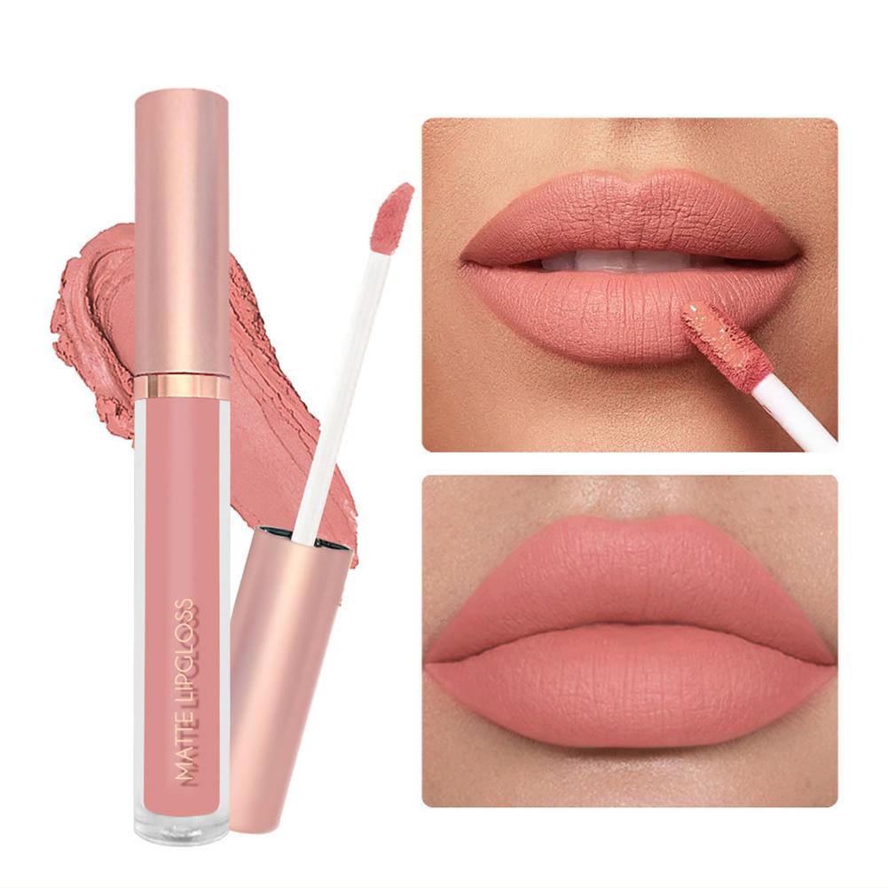 3 Buah/Set Lip Gloss Nude Lips - Matte Velvet Lip Tint Long Lasting ulasan dan harga