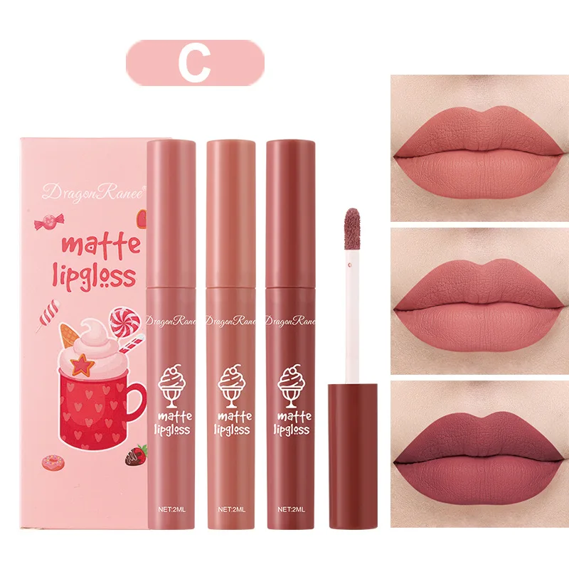 3 Buah/Set Lipstik Cair Nude M - Matte Velvet Lip Tint Long Lasting ulasan dan harga