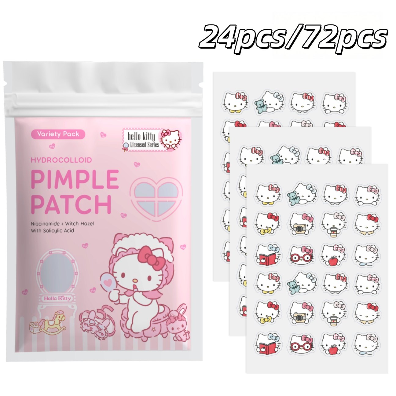 24/72pcs Hello Kitty Hydrocoll - Hydrocolloid Pimple Patch ulasan dan harga